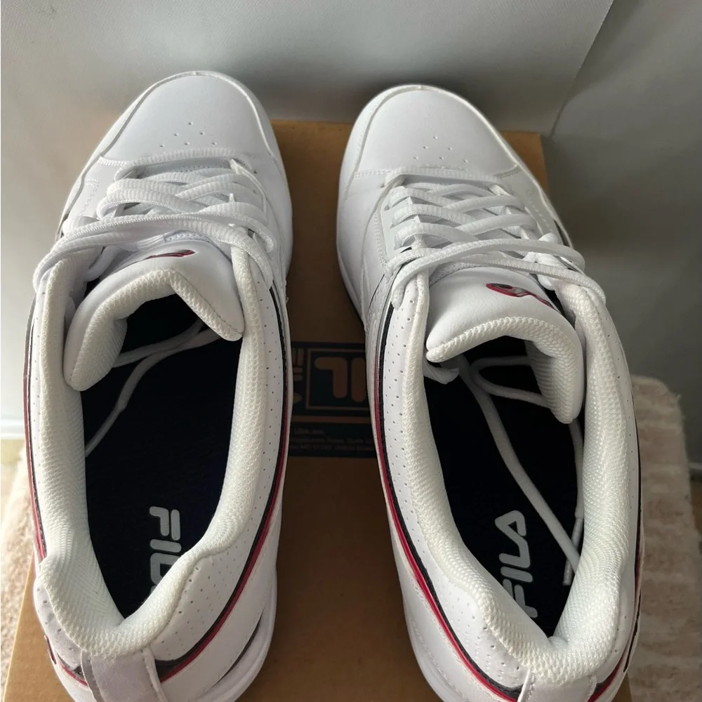 FILA White Sneakers‎ with Red & Navy Trim